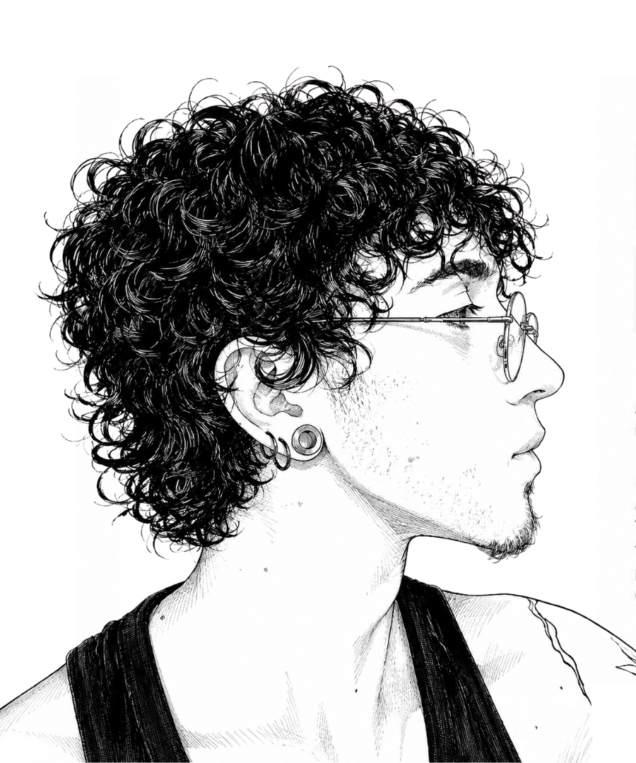 Illustrated profile of Ángel Ortiz